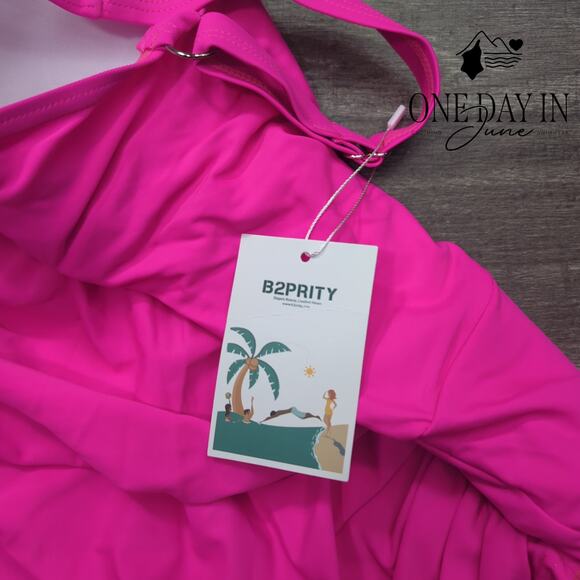 B2Prity Ruched Front One Piece Swimdress Swimsuit Size M - Picture 5 of 8